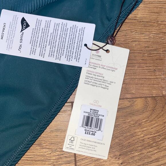 CALIA By Carrie Underwood Mid Rise Bikini Bottom Deep Aqua‎ XL - Picture 2 of 3